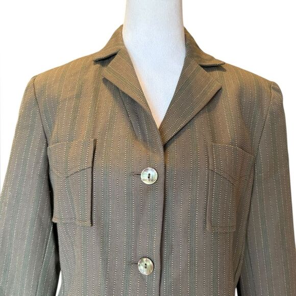 Harve Benard Vintage Wool Blazer Jacket Womens Size 10 Brown Green Striped - Picture 5 of 10
